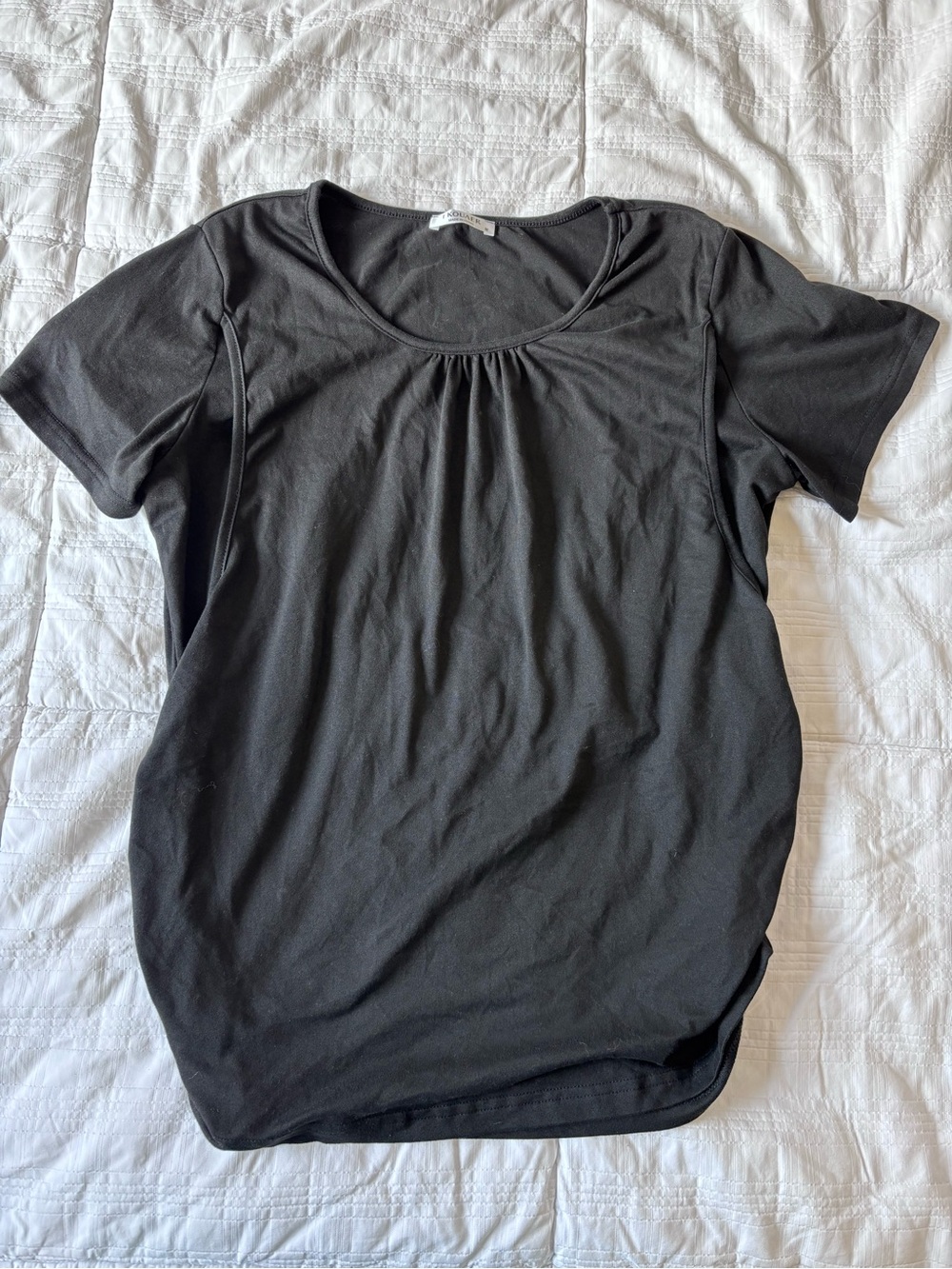 Nursing Scoop-Neck Short Sleeve Top - Black